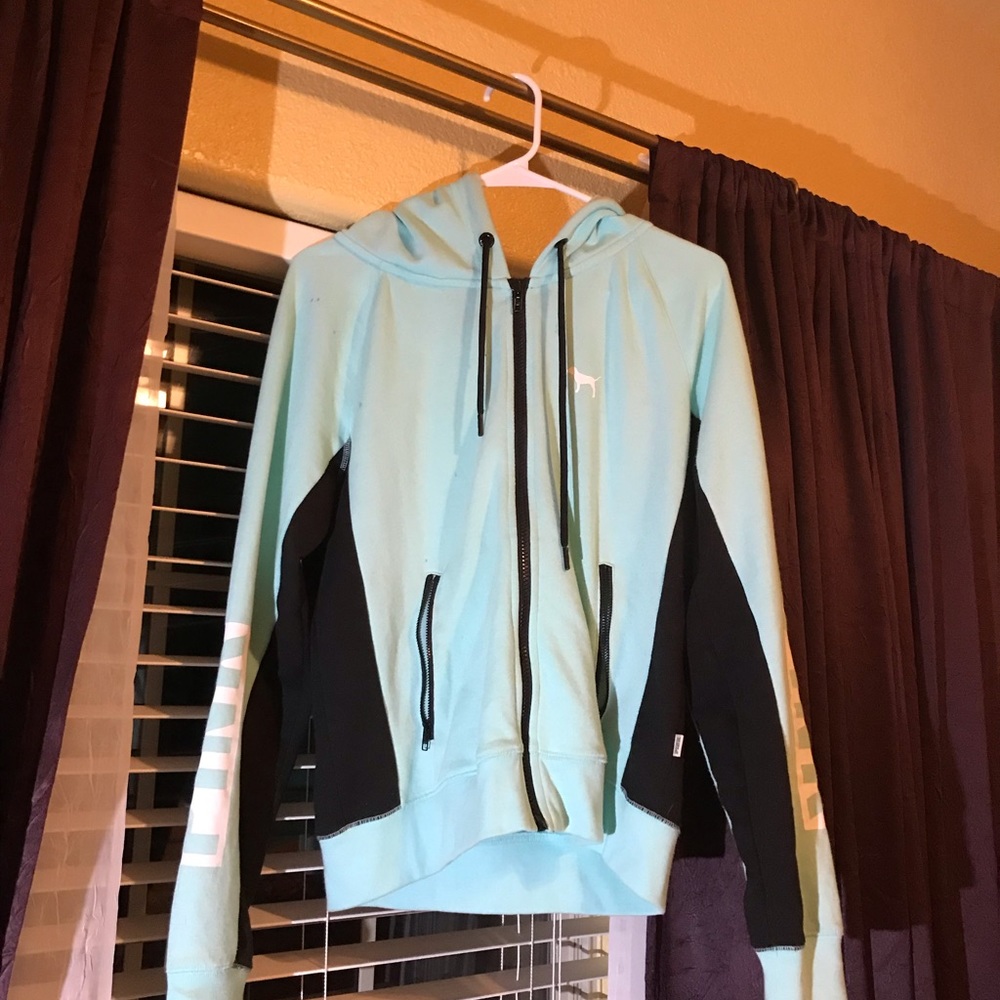 Love Pink light blue hooded sweat jacket